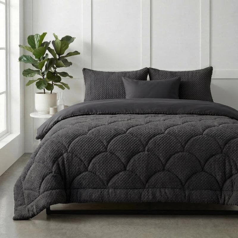 Lazy all-in-one dekbed Teddy fur - antraciet