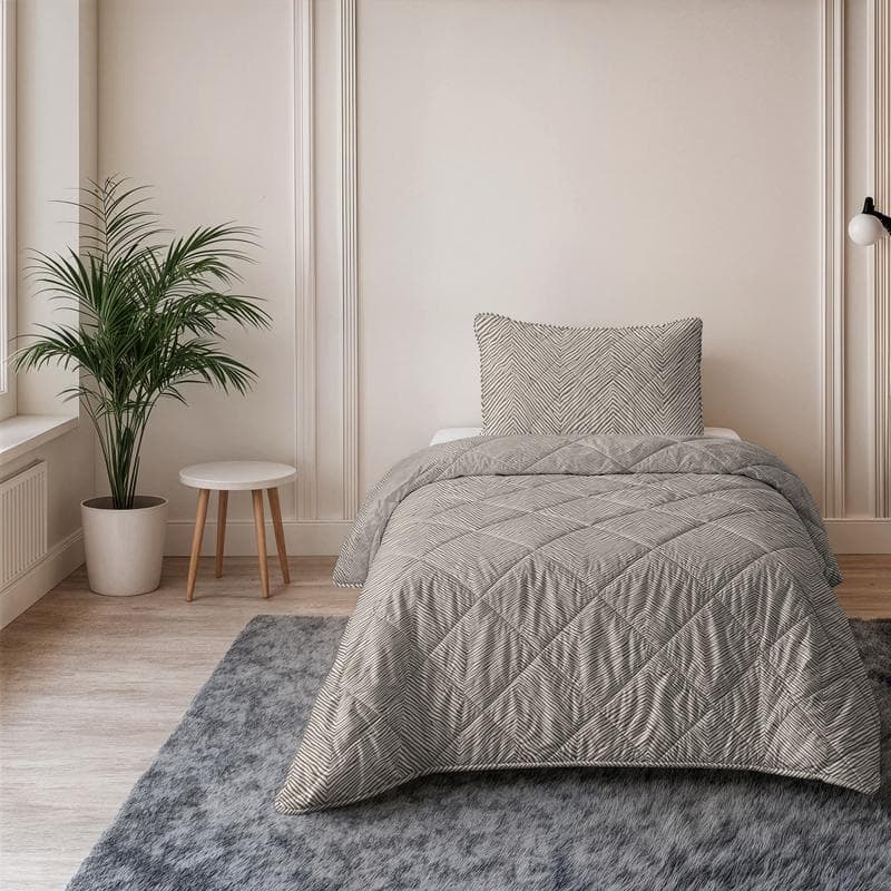 Lazy all-in-one dekbed stripes - taupe