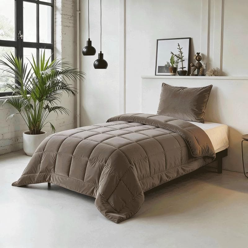 Lazy all-in-one dekbed Velvet - taupe