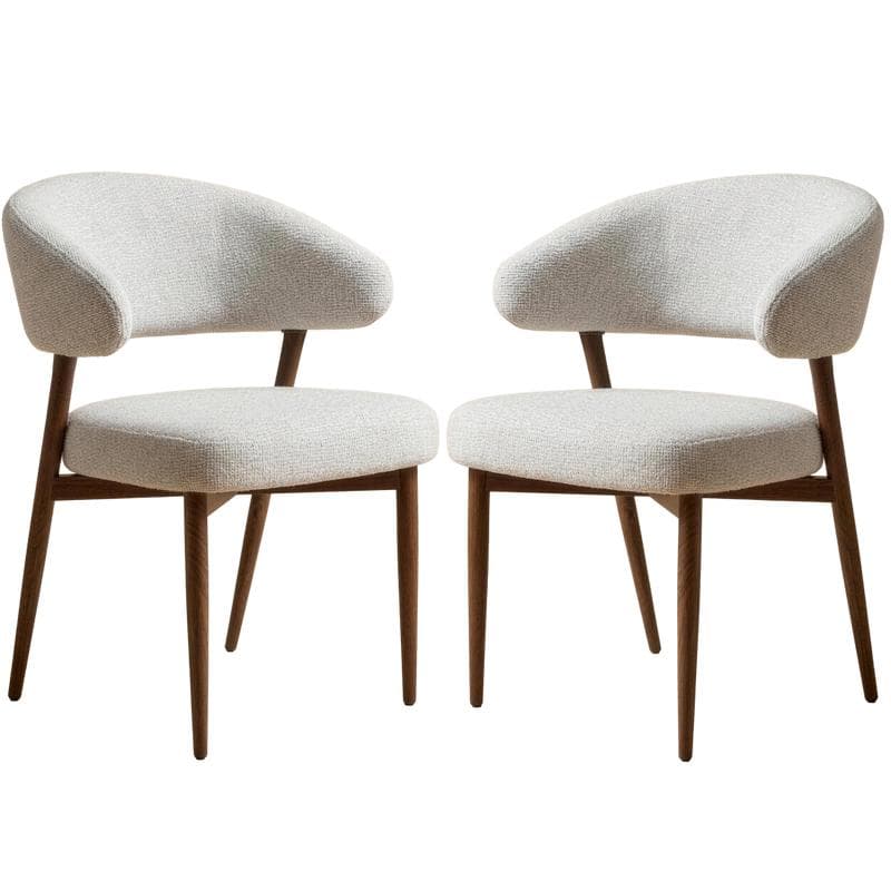 Japandi eetkamerstoelen met bouclélook - beige