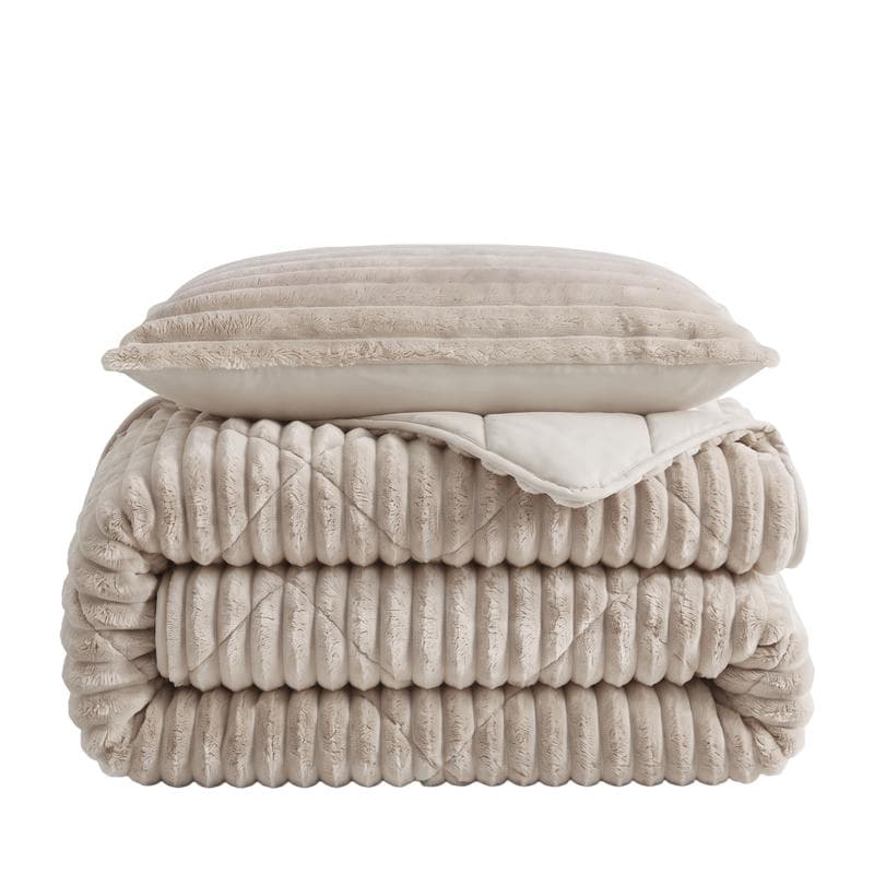 Couette sans housse en tissu côtelé - blanc cassé
