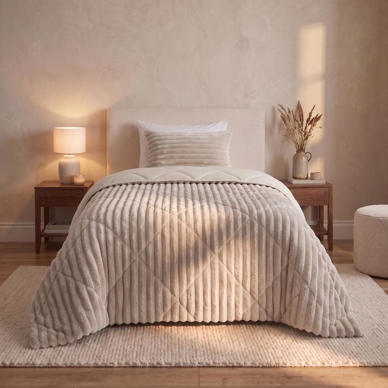 Lazy all-in-one dekbed ribstof - off white