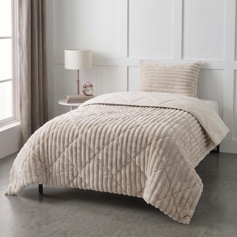 Couette sans housse en tissu côtelé - blanc cassé