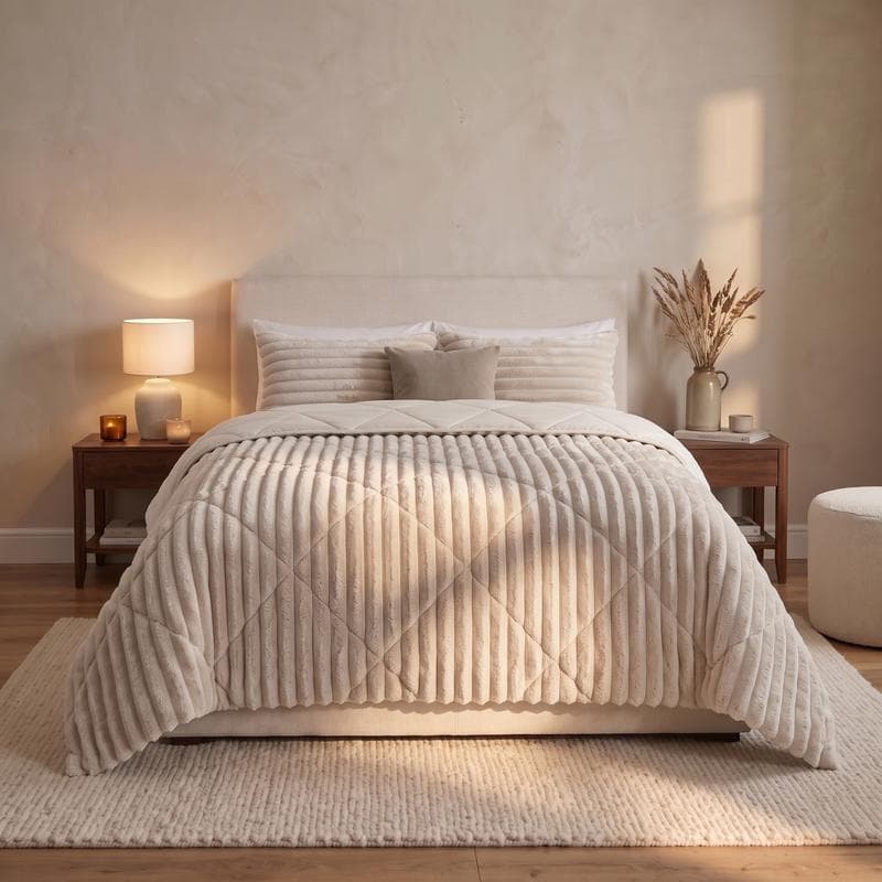 Lazy all-in-one dekbed ribstof - off white