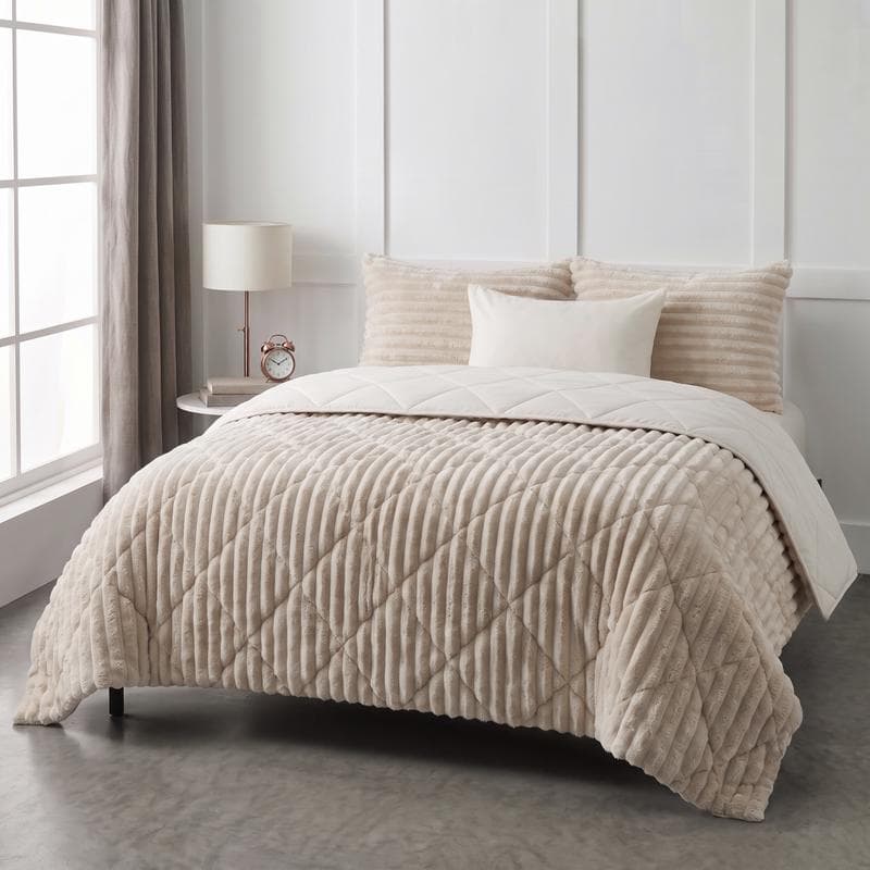 Couette sans housse en tissu côtelé - blanc cassé