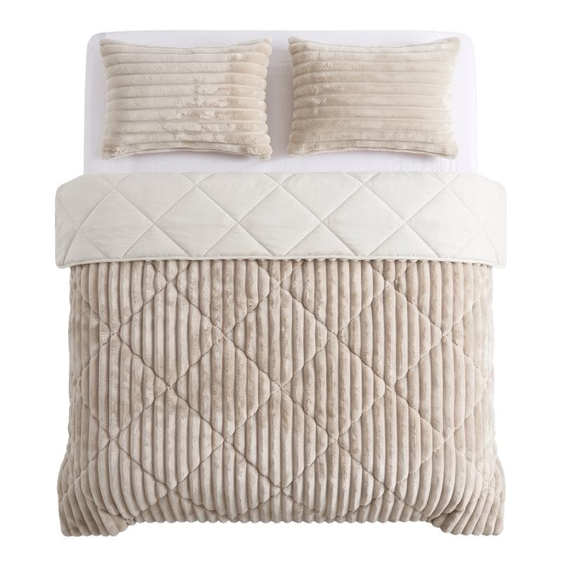 Lazy all-in-one dekbed ribstof - off white
