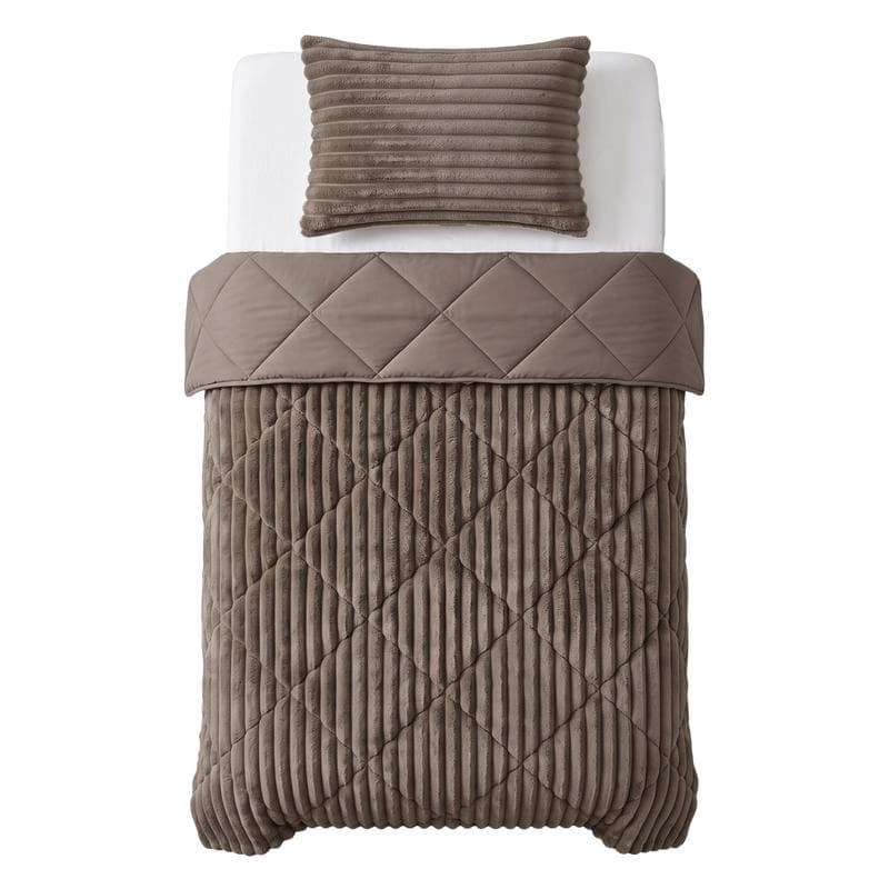 Lazy all-in-one dekbed ribstof - donkerbruin