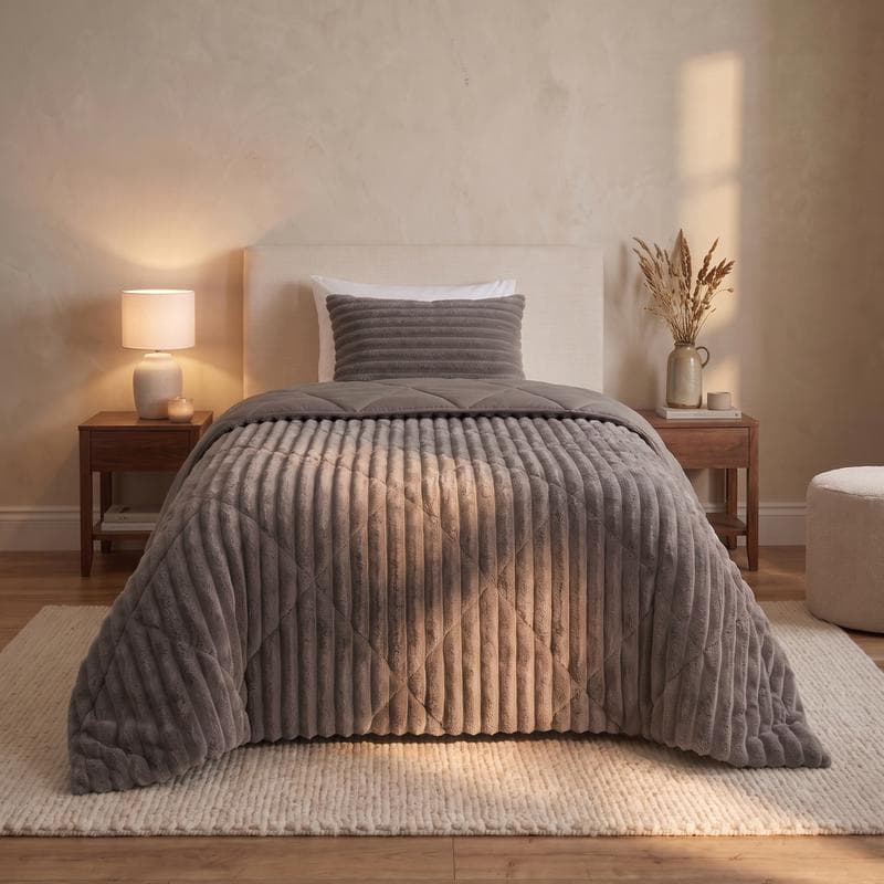 Lazy all-in-one dekbed ribstof - donkerbruin
