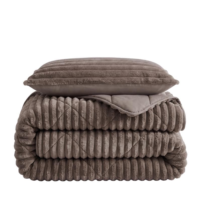 Lazy all-in-one dekbed ribstof - donkerbruin