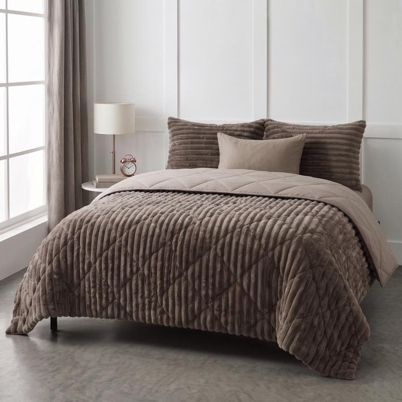 Lazy all-in-one dekbed ribstof - donkerbruin