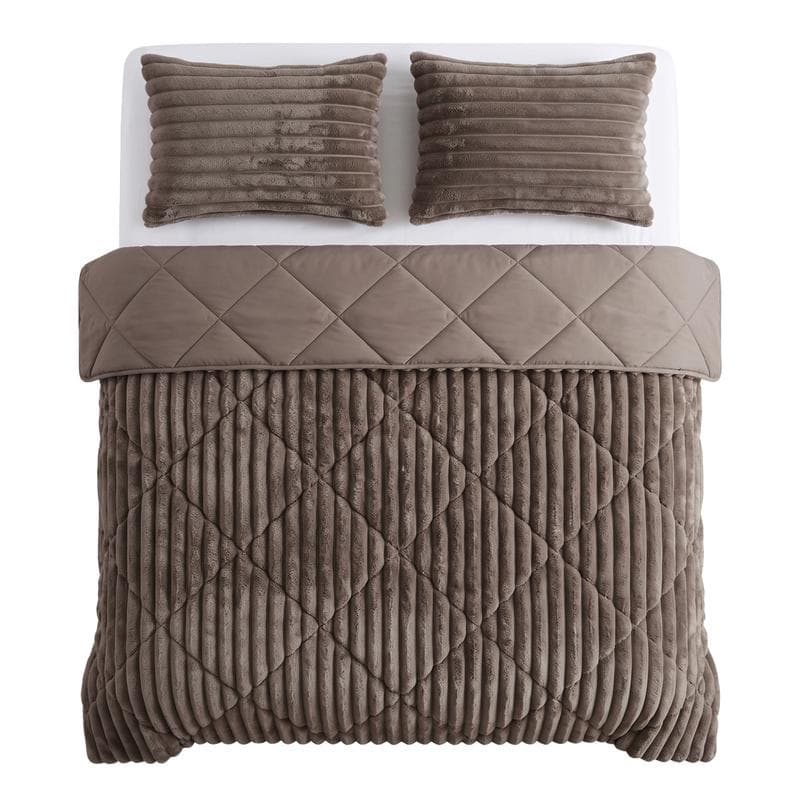 Lazy all-in-one dekbed ribstof - donkerbruin-1