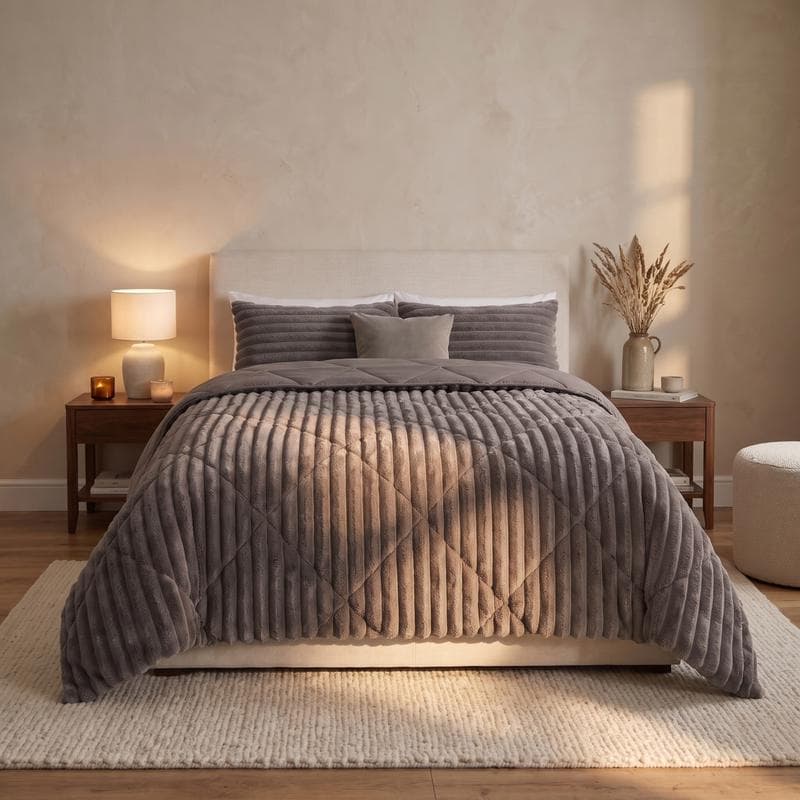 Lazy all-in-one dekbed ribstof - donkerbruin