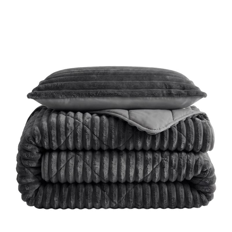 Couette sans housse en tissu côtelé - anthracite