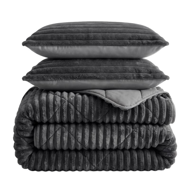 Couette sans housse en tissu côtelé - anthracite