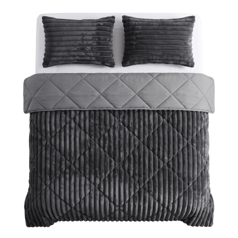 Couette sans housse en tissu côtelé - anthracite