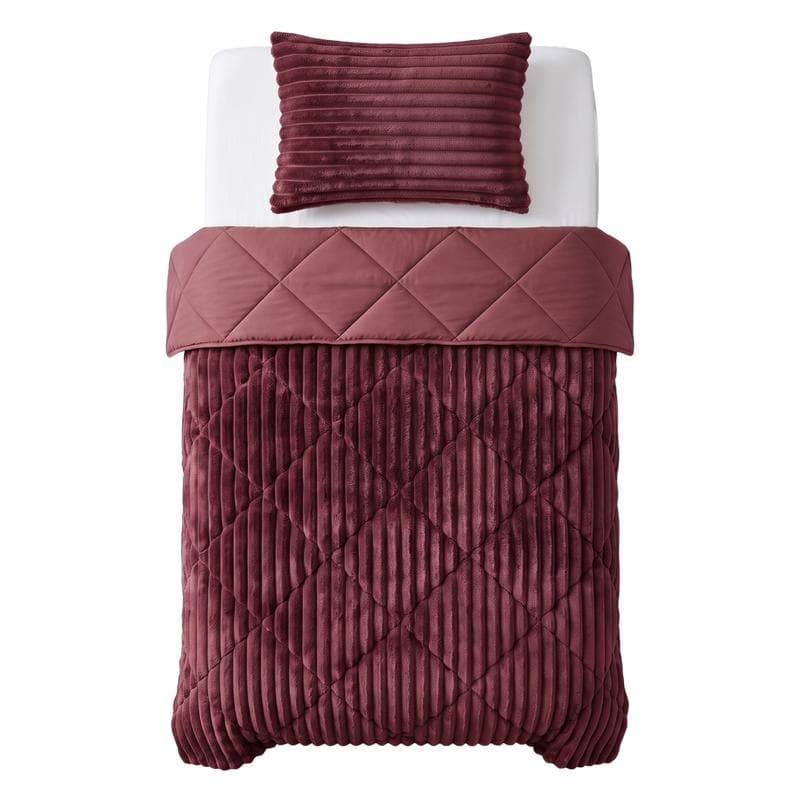 Lazy all-in-one dekbed ribstof - bordeaux