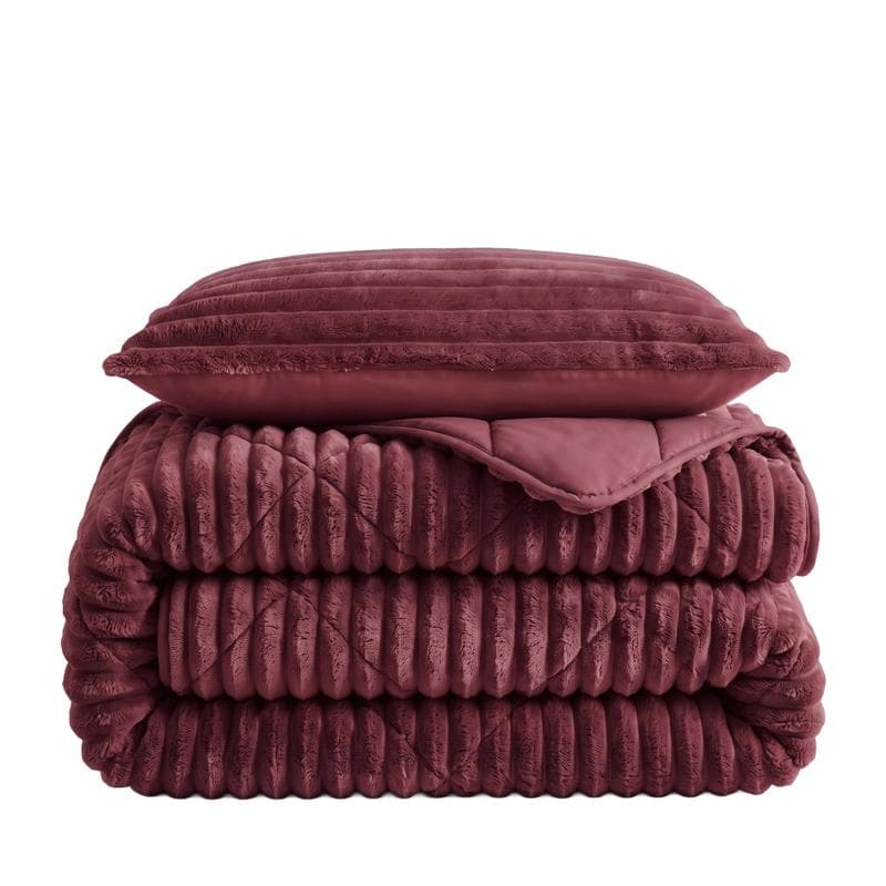 Lazy all-in-one dekbed ribstof - bordeaux