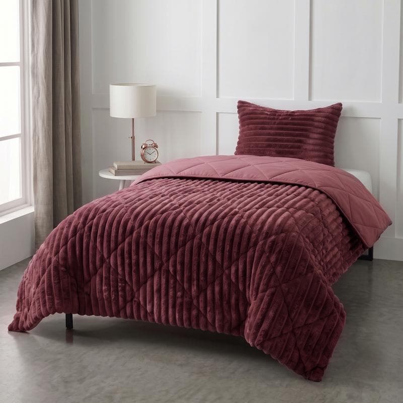 Lazy all-in-one dekbed ribstof - bordeaux