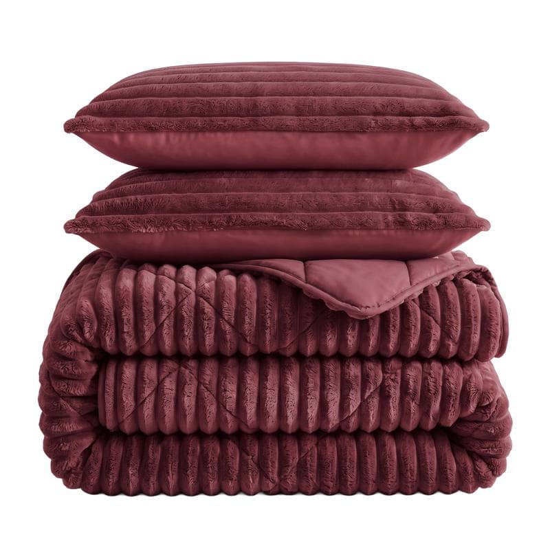 Lazy all-in-one dekbed ribstof - bordeaux