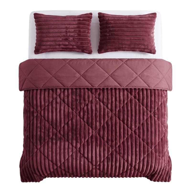 Lazy all-in-one dekbed ribstof - bordeaux-1