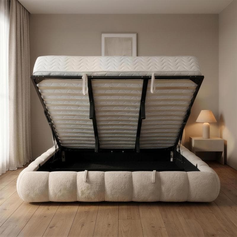 Lit coffre avec matelas Japandi - beige