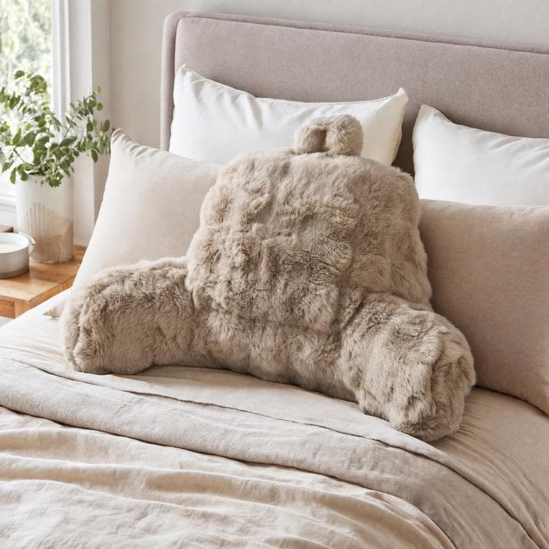 Comfortabel rugkussen Pom Pom Fur - taupe