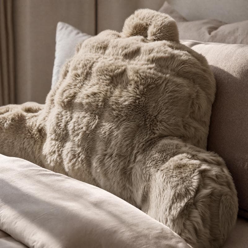 Comfortabel rugkussen Pom Pom Fur - taupe