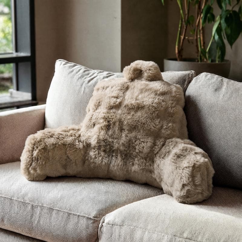 Comfortabel rugkussen Pom Pom Fur - taupe