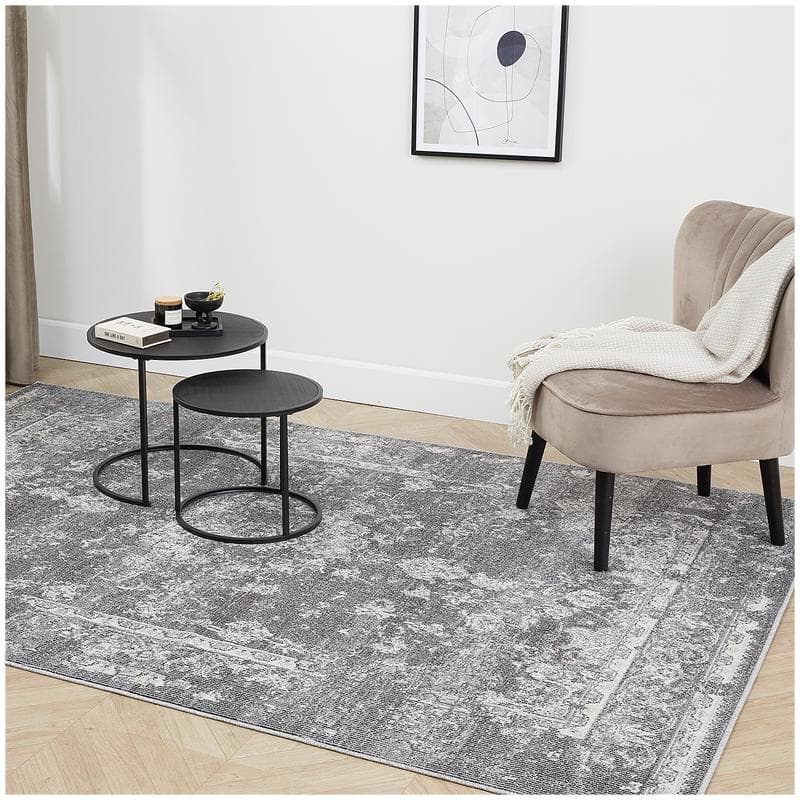 Vloerkleed grijs met print