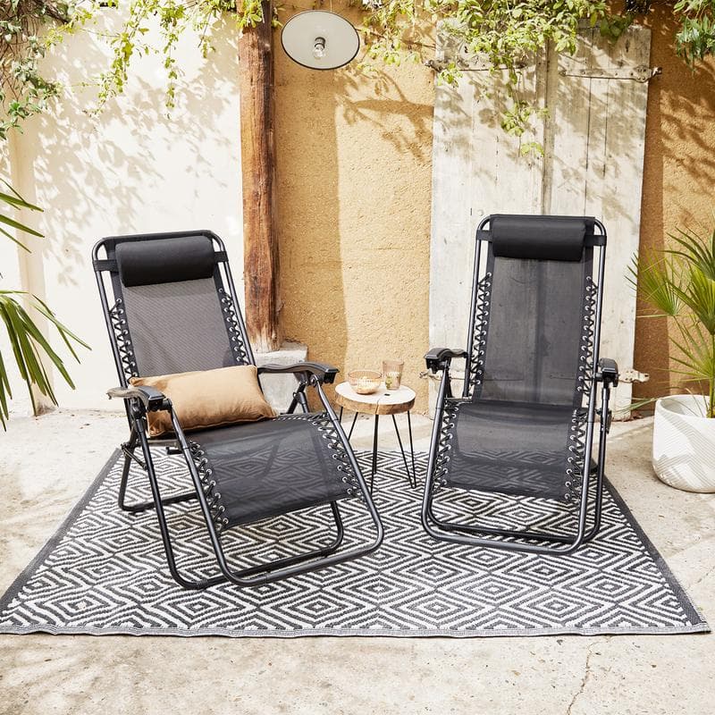 Chaise longue - anthracite - 2 pièces