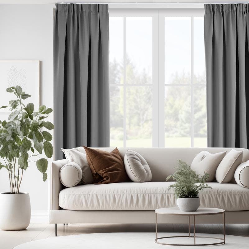 Kant-en-klaar verduisterend gordijn met haken - Zilvergrijs