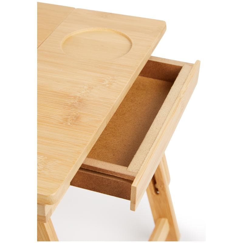 Support pour ordinateur portable en bambou avec tiroir