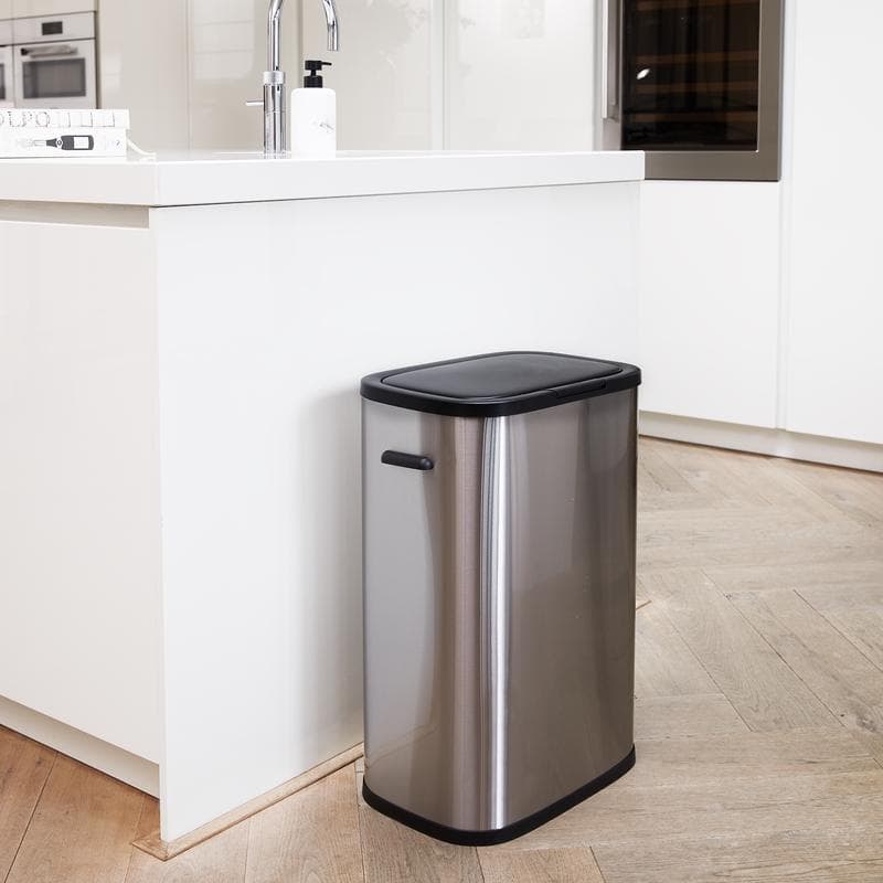Poubelle avec ouverture à pression - 60 l - inox