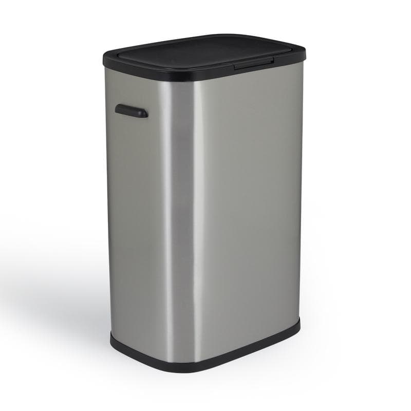 Prullenbak met drukdeksel - 60 liter - zilver