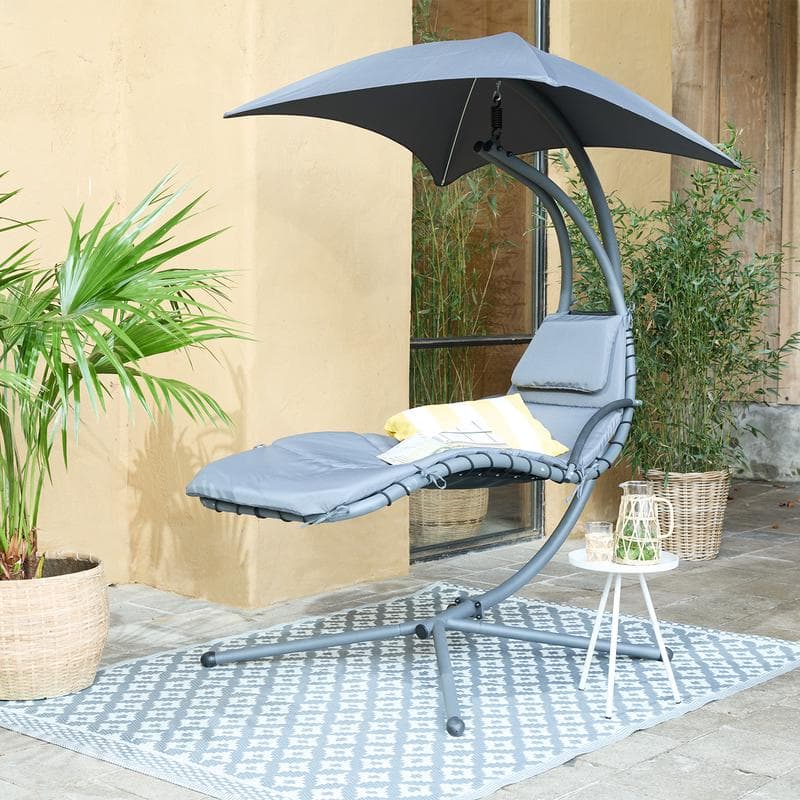 Bain de soleil avec parasol - gris foncé