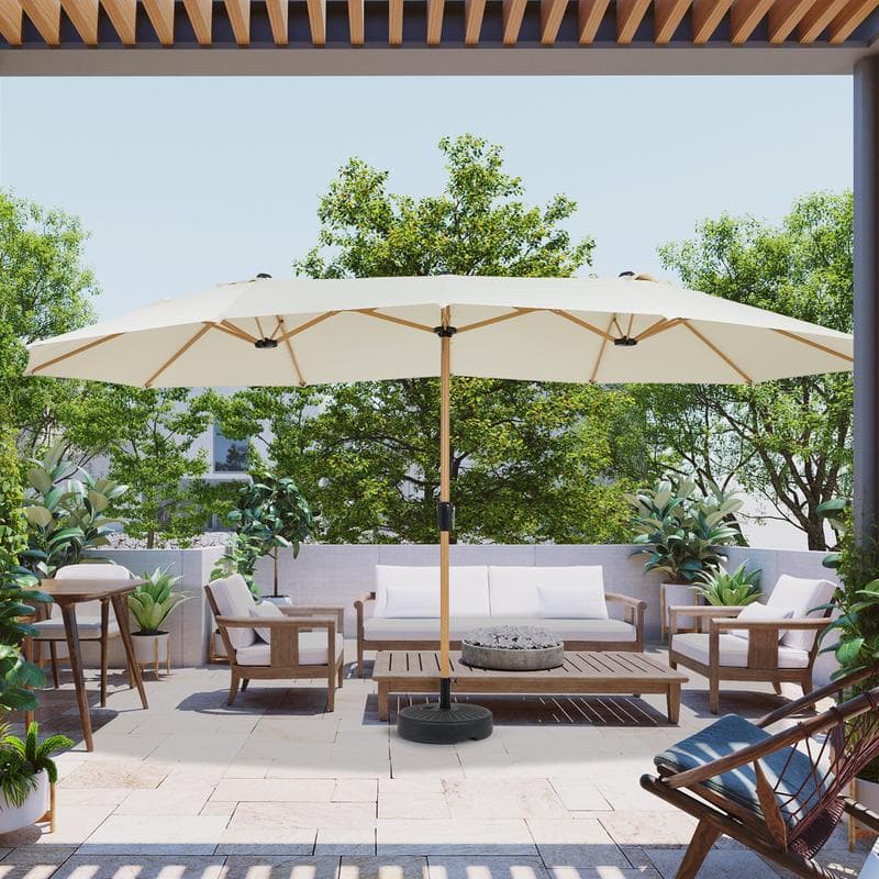 Dubbele parasol incl. hoes - Crèmewit