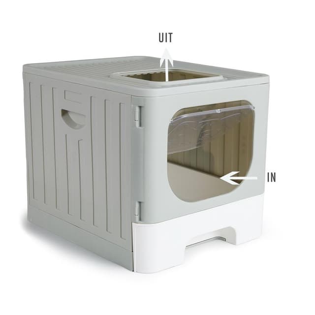 LINUMA® kattenbak van roestvrij staal met deksel, antibacteriële