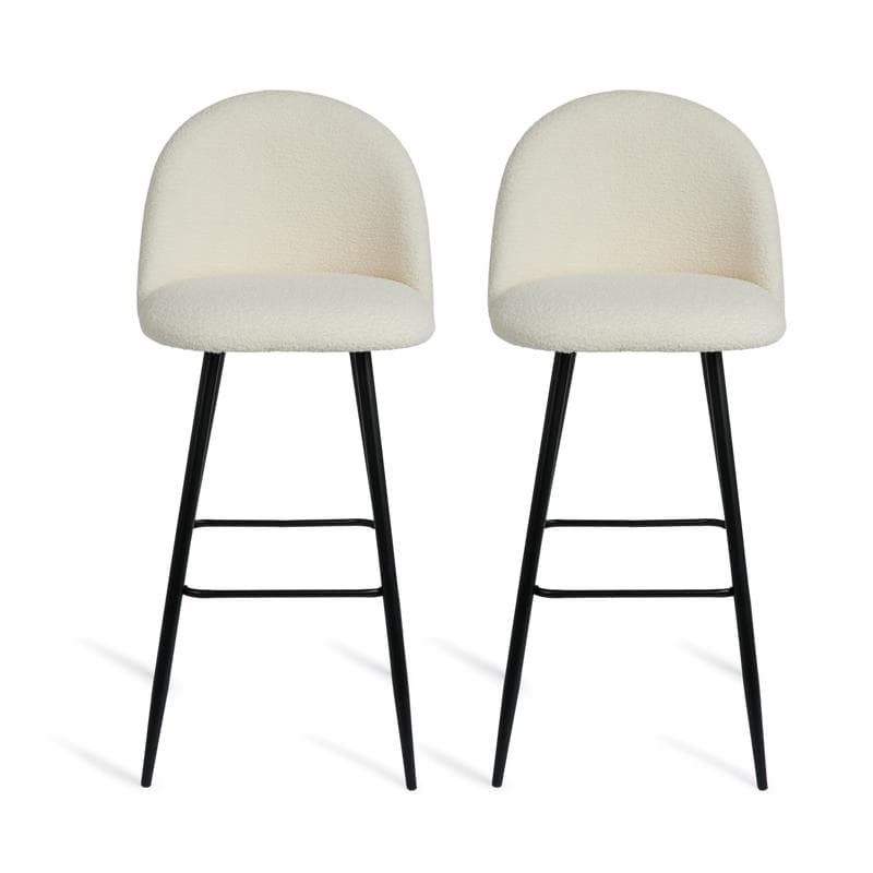 Lot de 2 tabourets de bar en teddy - crème