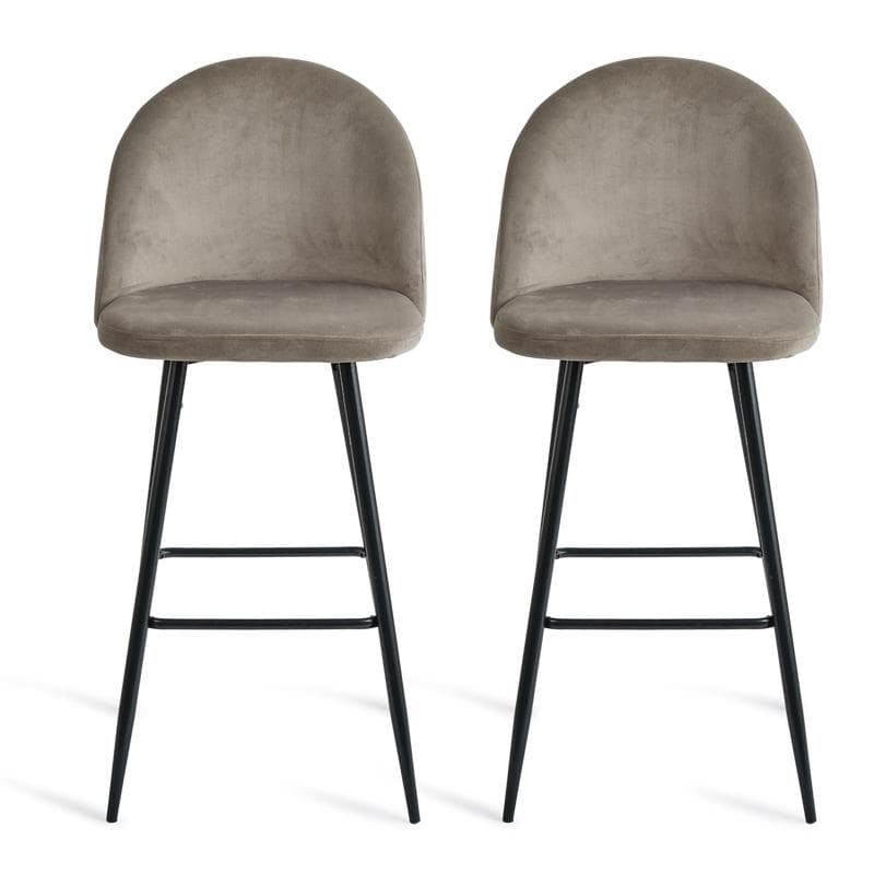 Lot de 2 tabourets de bar en velours - taupe
