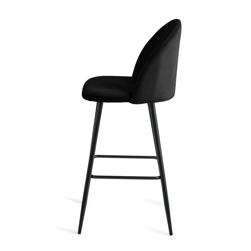 Lot de 2 tabourets de bar en velours - noir