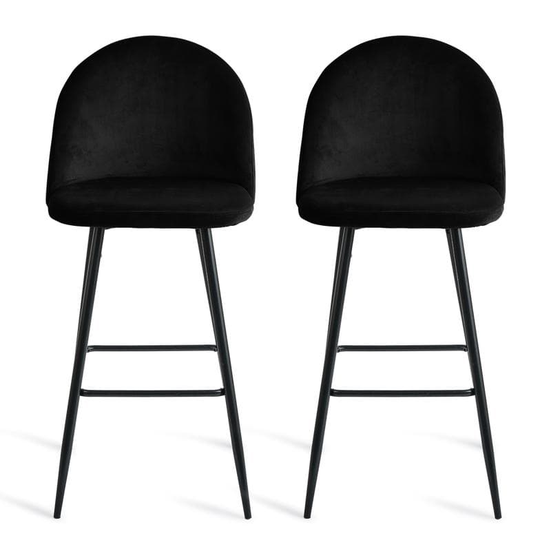 Lot de 2 tabourets de bar en velours - noir