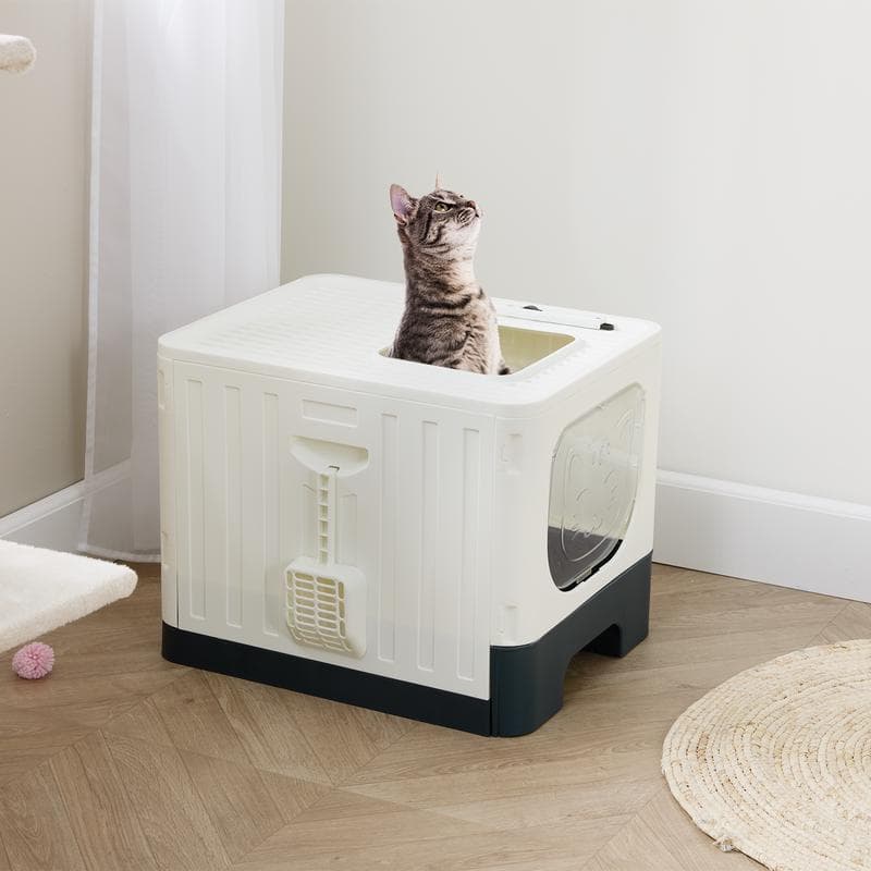 Maison de toilette pour chat pliable avec chat dedans