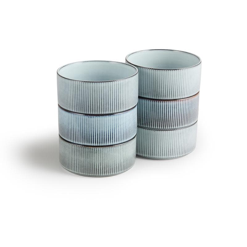 Service de table rayé - bleu clair