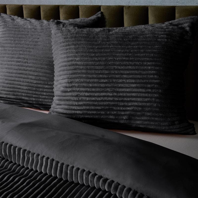 Parure de lit en velours côtelé - anthracite