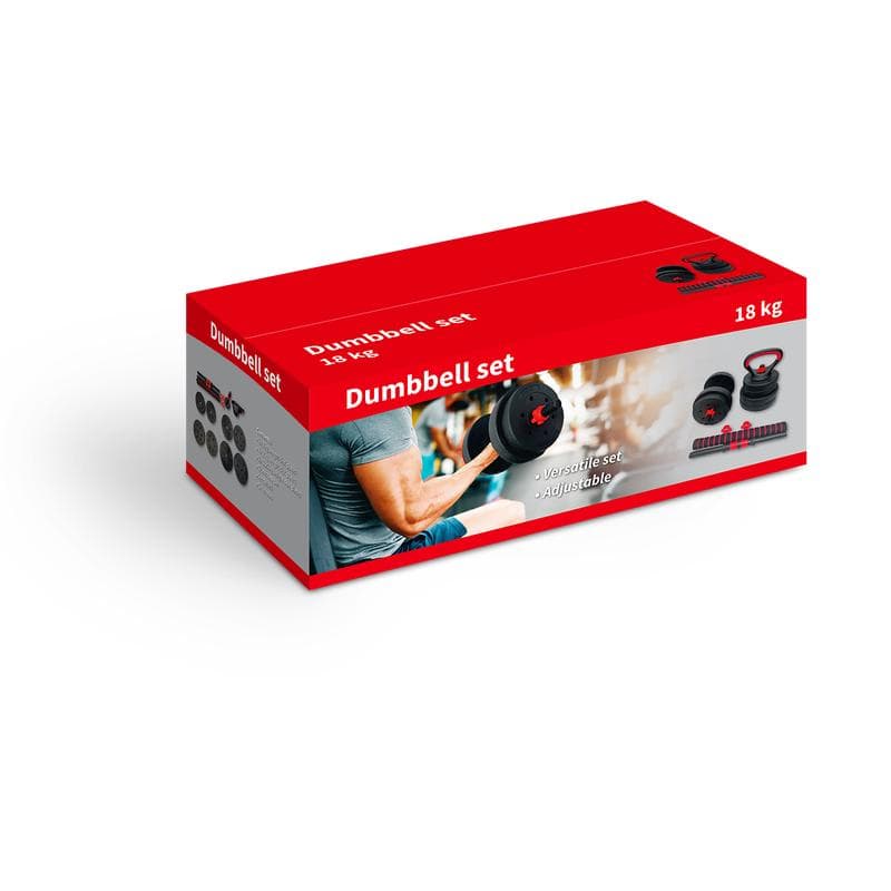 Kit d'haltères avec barre, disques et kettlebell