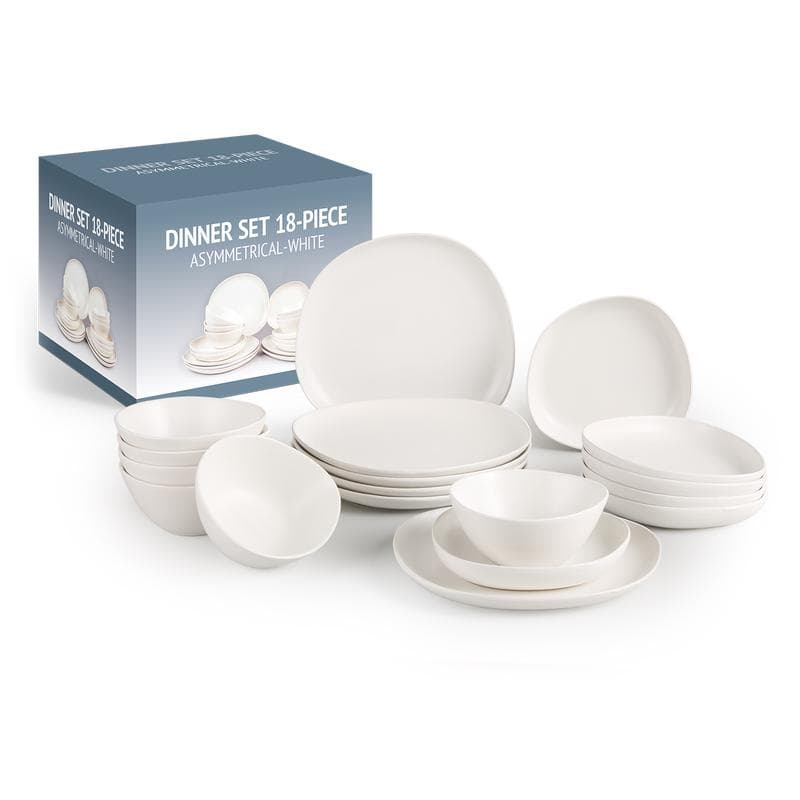 Serviesset asymmetrisch - mat gebroken wit