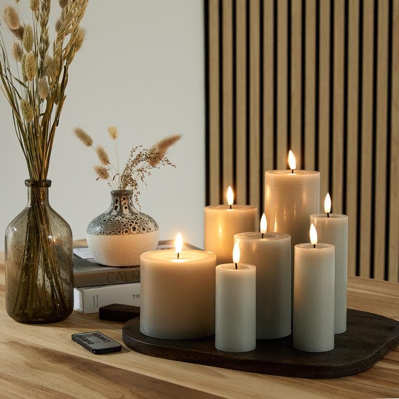 Luxe set met ledkaarsen 7-delig - Grijs
