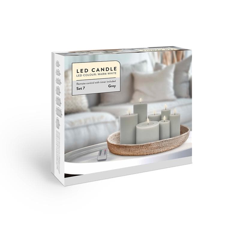 Luxe set met ledkaarsen 7-delig - Grijs