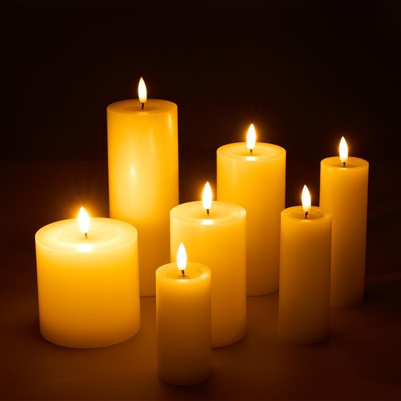Lot de 7 bougies LED premium - crème