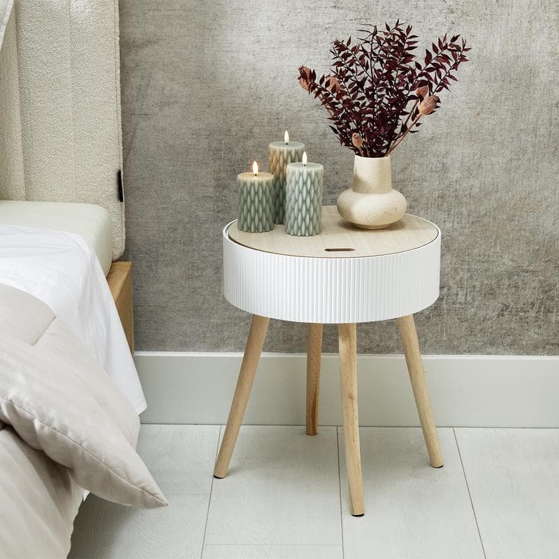 Nachtkastje rond - wit